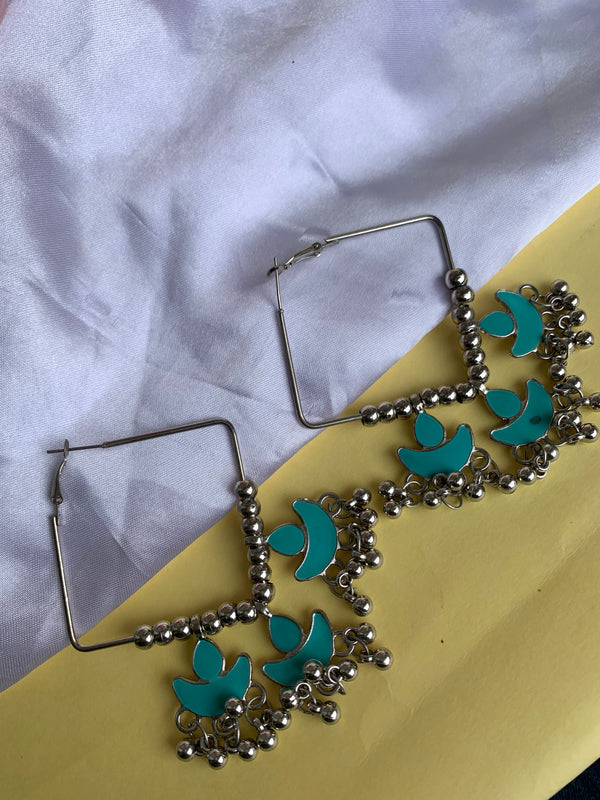 Aqua chand hoop earring