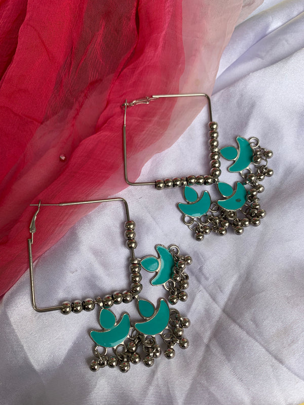 Aqua chand hoop earring