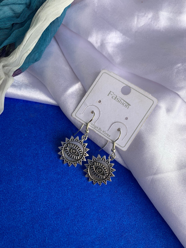 Evil eye silver drop earring