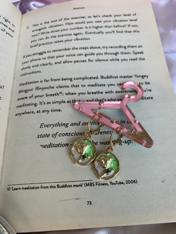 Green flora drop earring