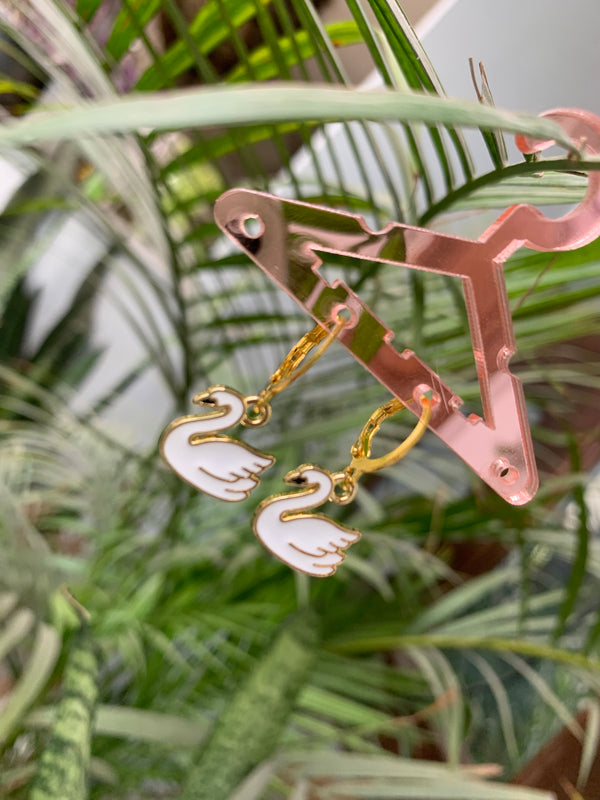 Swan drop earring