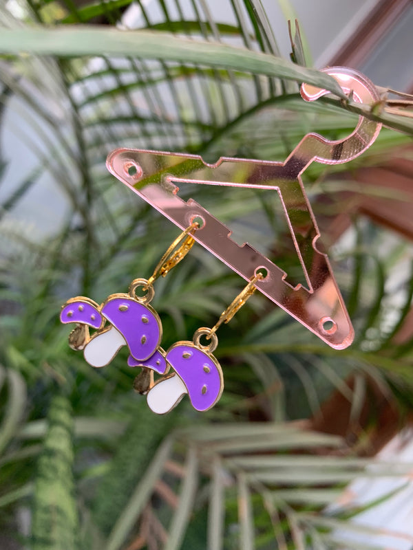 Duo purple mushroom earring