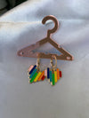 Statement rainbow heart drop earring