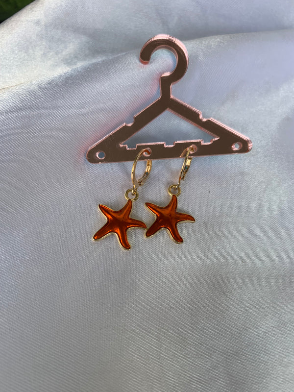 Statement red star earring