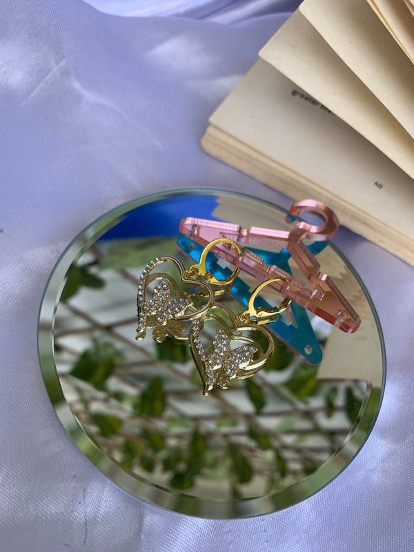Studded butterfly heart earring