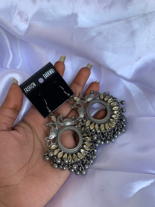 Dual tone drop earring