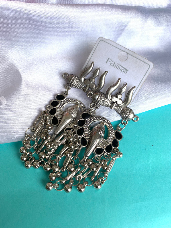 Trishul ganesh earring black