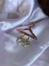 Golden sea shell pearlearring
