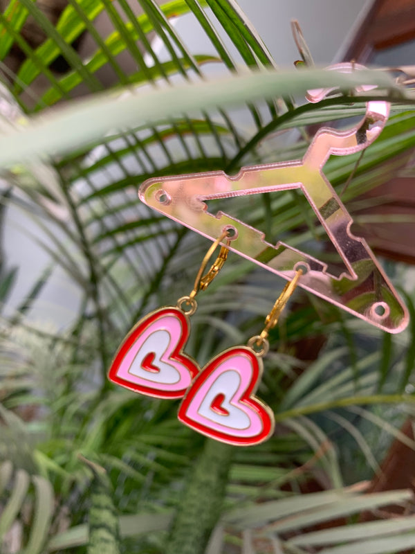 Statement red heart earring