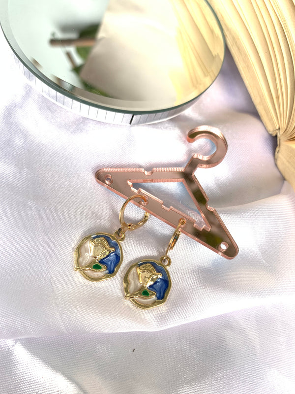 Aqua flower drop earring