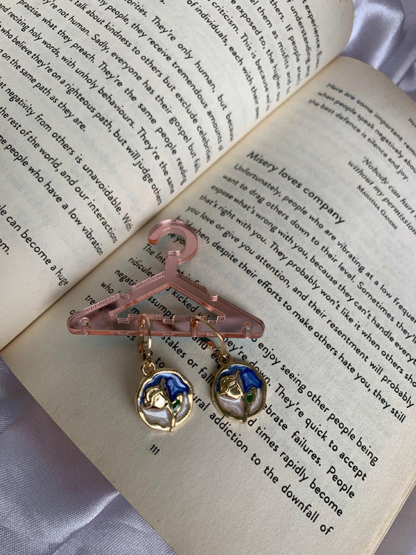 Aqua flower drop earring