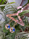 Aqua flower drop earring