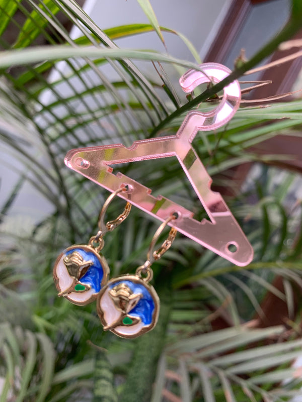 Aqua flower drop earring
