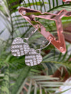 Silver studded heart drop earring