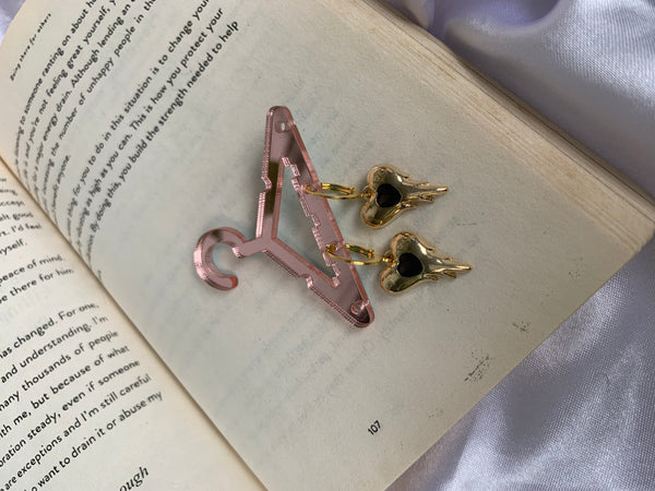 Golden heart melt earring