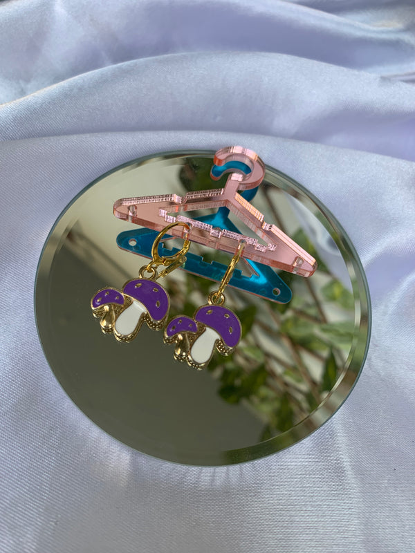 Duo purple mushroom earring