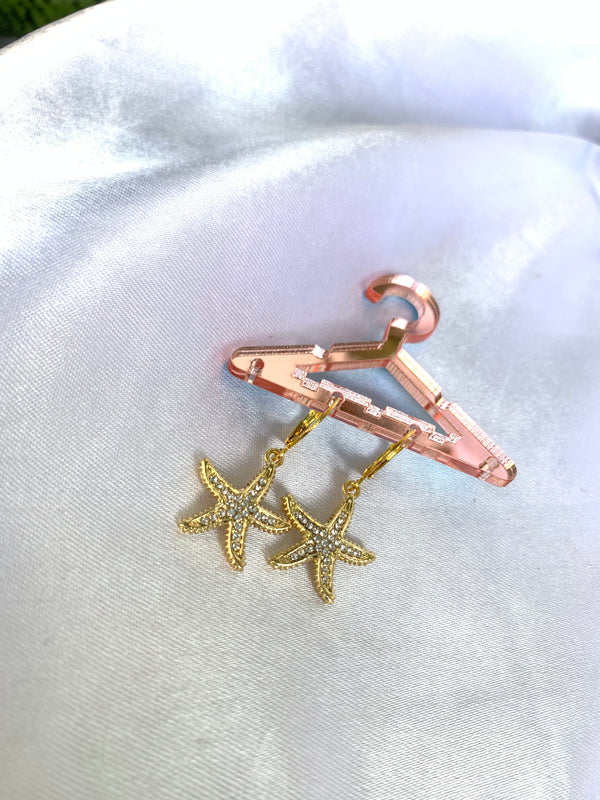 Statement studded star drop earring