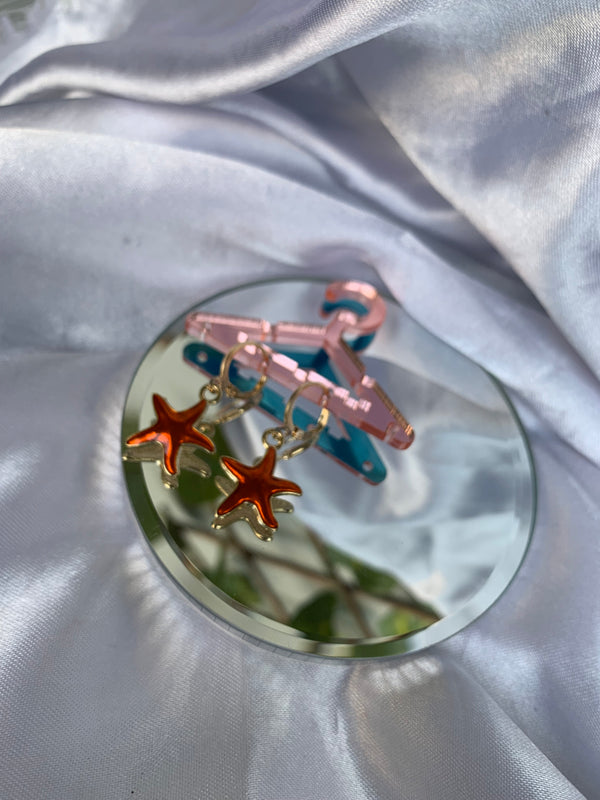 Statement red star earring