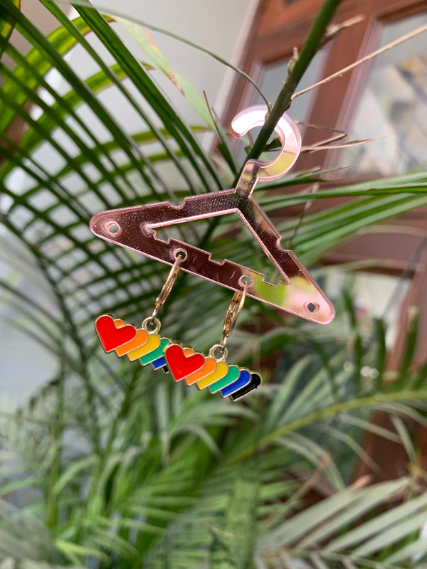 Rainbow heart earring
