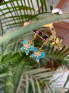 Aqua studded butterfly earring