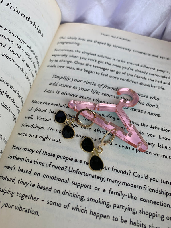 Statement black aviators drop earring