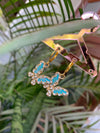 Studded aqua butterfly earring