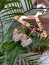 Studded heart drop earring