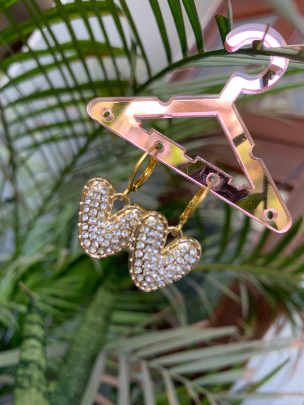 Studded heart drop earring