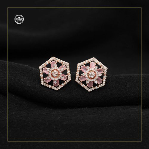 American Diamond Rose Gold Openable Stud Earrings