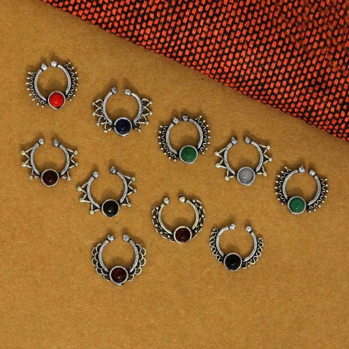 Assorted Color And Design Nose Pin Combo Of 10 Pieces