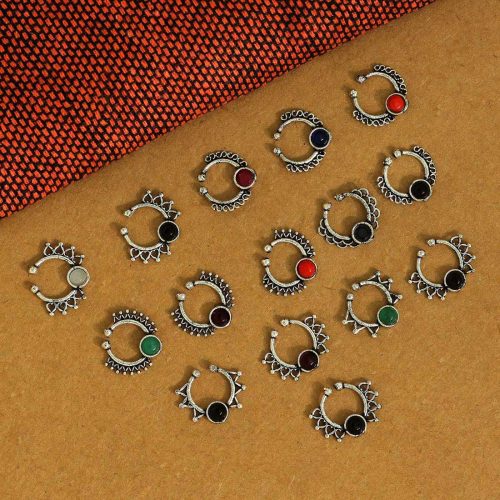 Assorted Color And Design Nose Pin Combo Of 15 Pieces