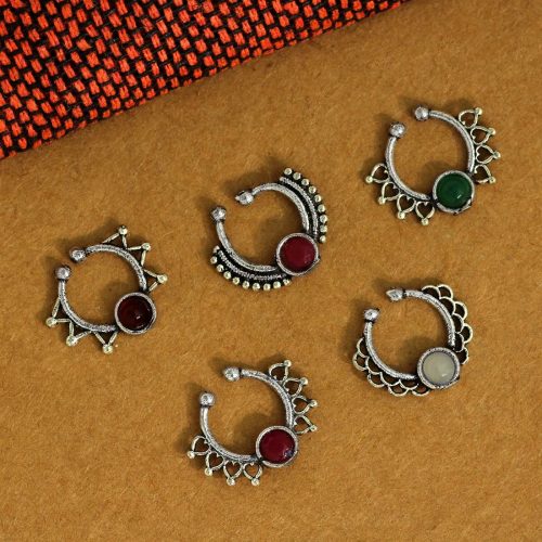 Assorted Color And Design Nose Pin Combo Of 5 Pieces