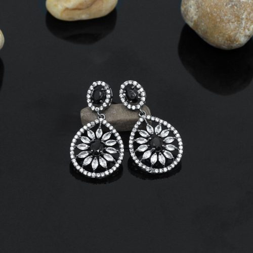 Black Color American Diamond Earrings