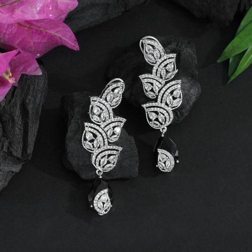 Black Color American Diamond Earrings