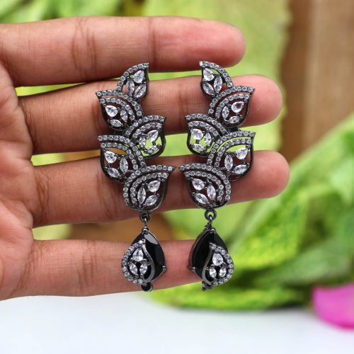 Black Color American Diamond Earrings