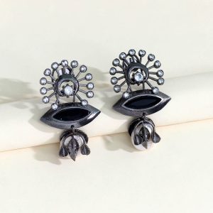 Black Color American Diamond Earrings-0