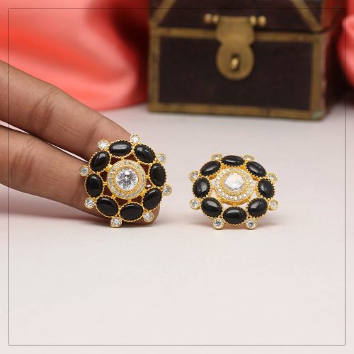 Black Color Antique American Diamond Earrings