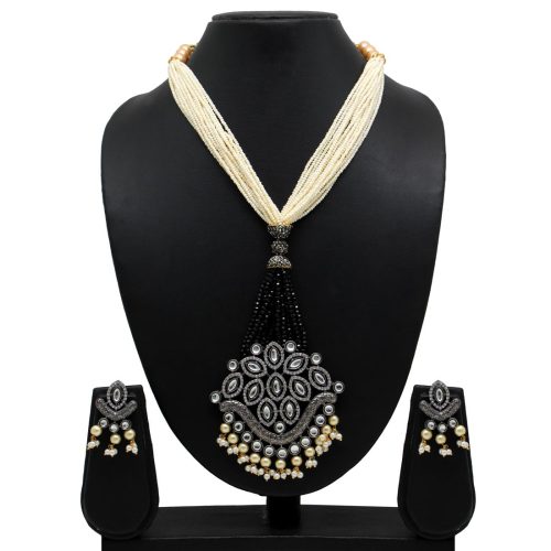 Black Color Beads Necklace Set