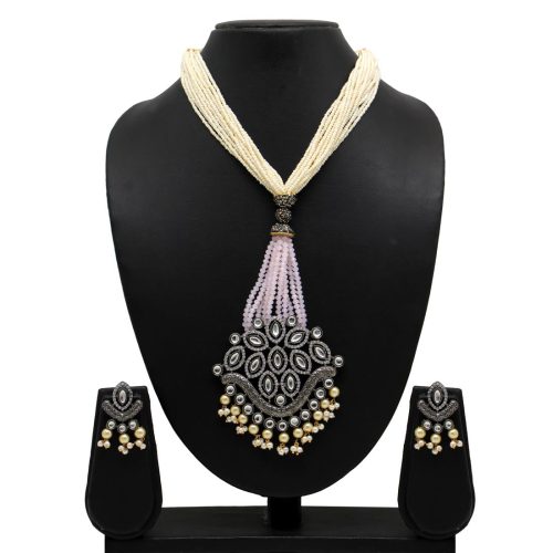 Black Color Beads Necklace Set