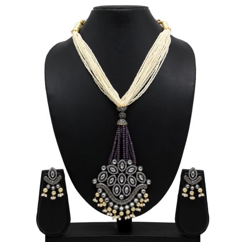 Black Color Beads Necklace Set