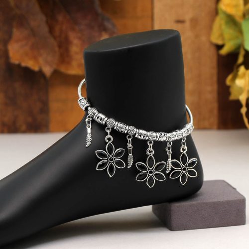 Black Color Glass Stone Kada Anklets