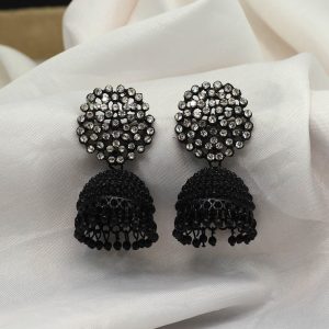 Black Color Jhumka Earrings-0