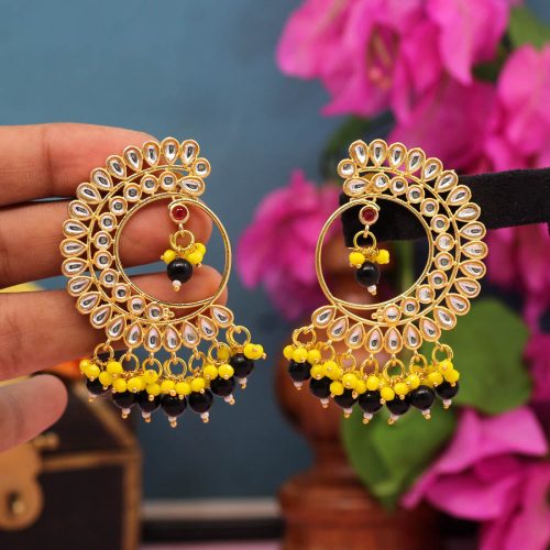 Black Color Kundan Earrings