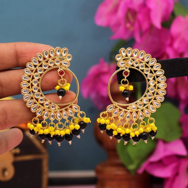 Black Color Kundan Earrings-0