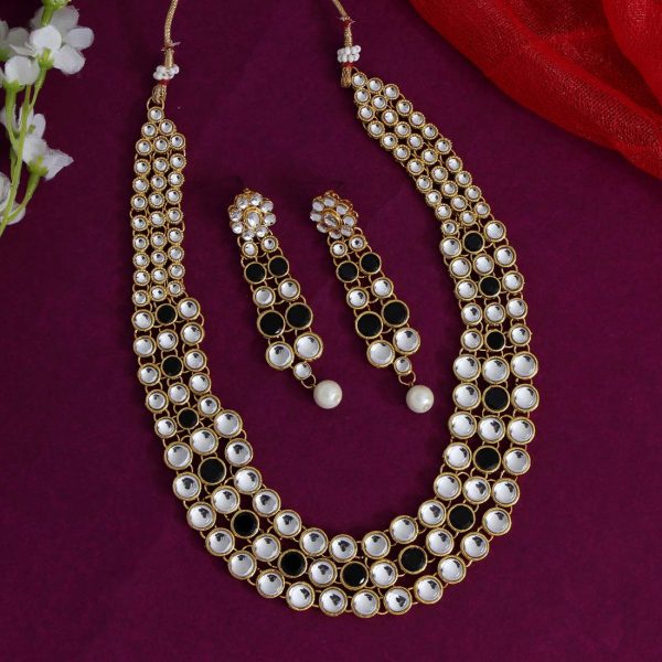 Black Color Kundan Necklace Set-0