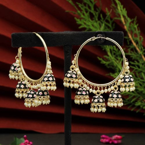 Black Color Meenakari Earrings