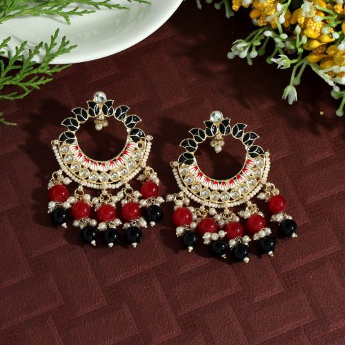 Black Color Meenakari Earrings