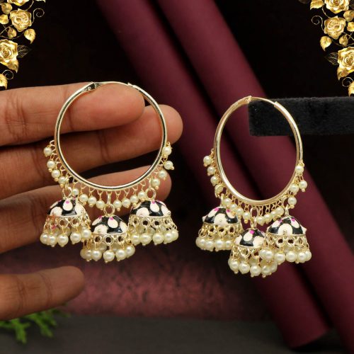 Black Color Meenakari Earrings