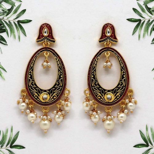 Black Color Mint Meena Earrings