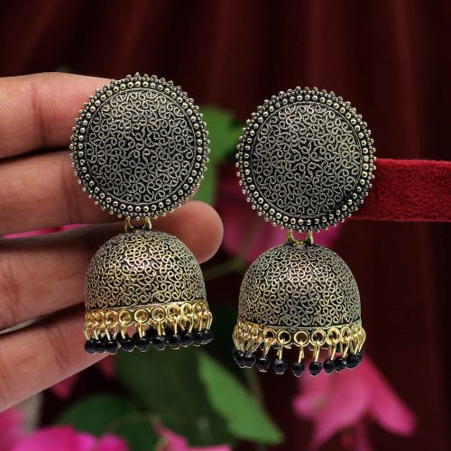 Black Color Mint Meena Earrings